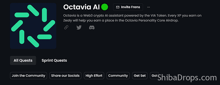 Octavia AI $20000 Zealy Campaign Airdrop