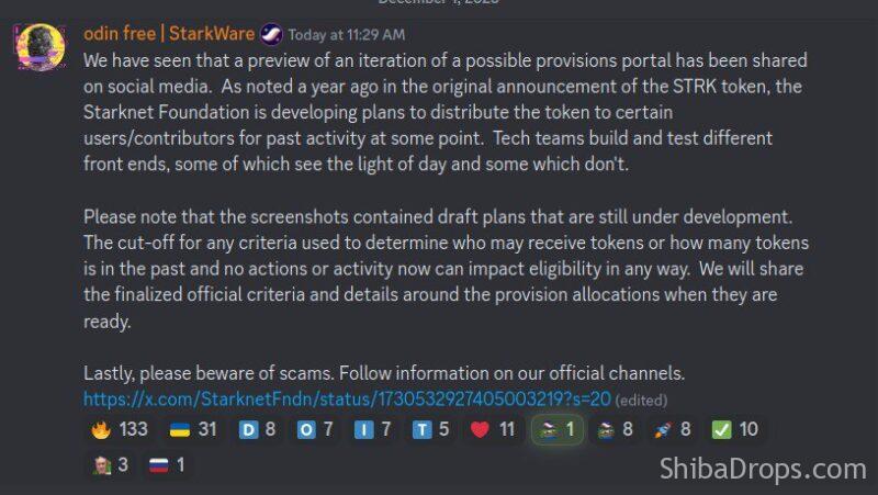 Exciting news from the Starknet foundation finally the team has confirmed its airdrop and the snapshot has been taken!