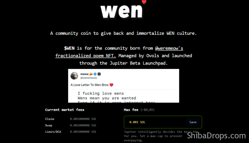 CLAIM $WEN (Jupiter/Solana)