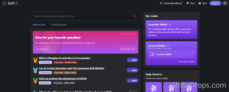 Earn point in QnA3 AI for $QNA Potential Airdrop