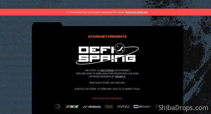 Update on Starknet DeFi Spring campaign Interact announced the pause of this campaign