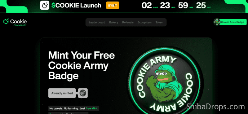 Mint your Free Cookie Army Badge