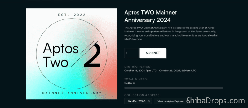 The Aptos TWO Mainnet Anniversary NFT