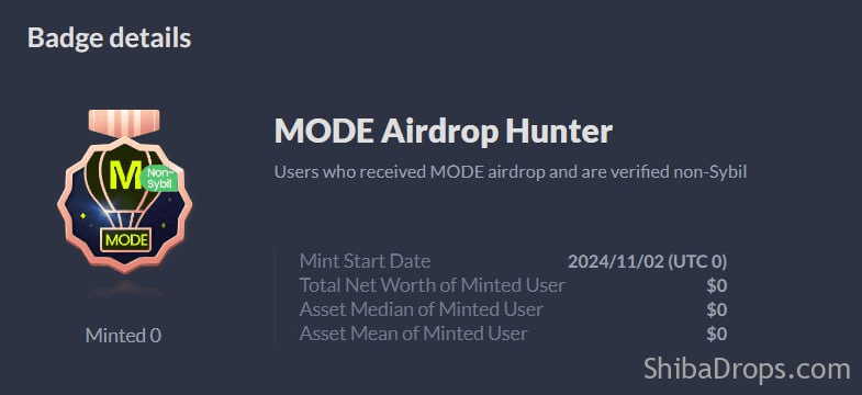 If you Got the Mode Airdrop Claim the Badge On Debank